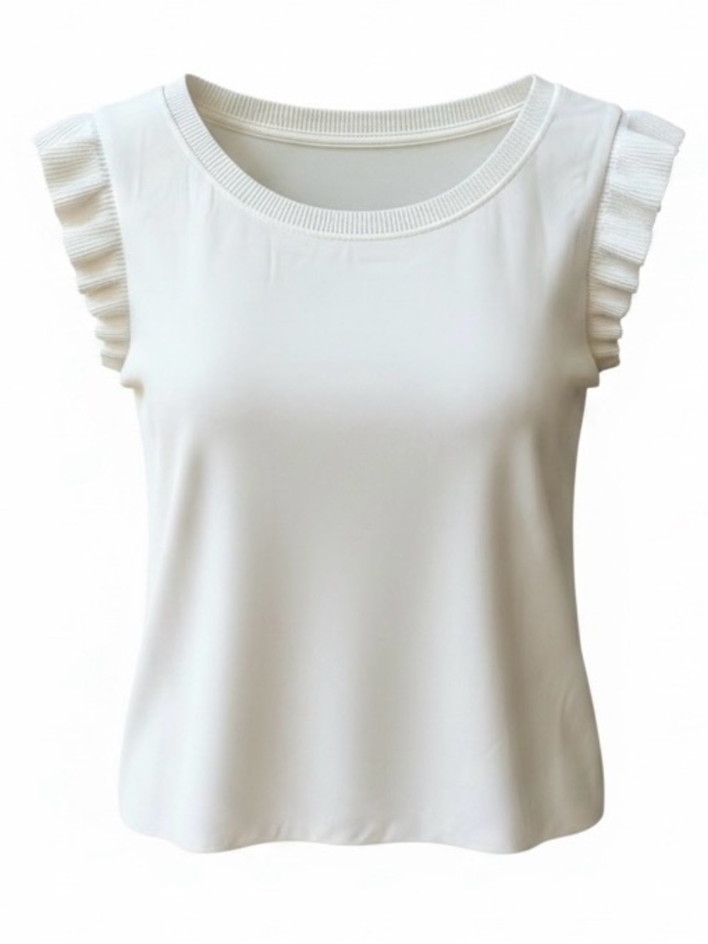 LOFT Cream Ruffle Sleeve Tank Top Size Small